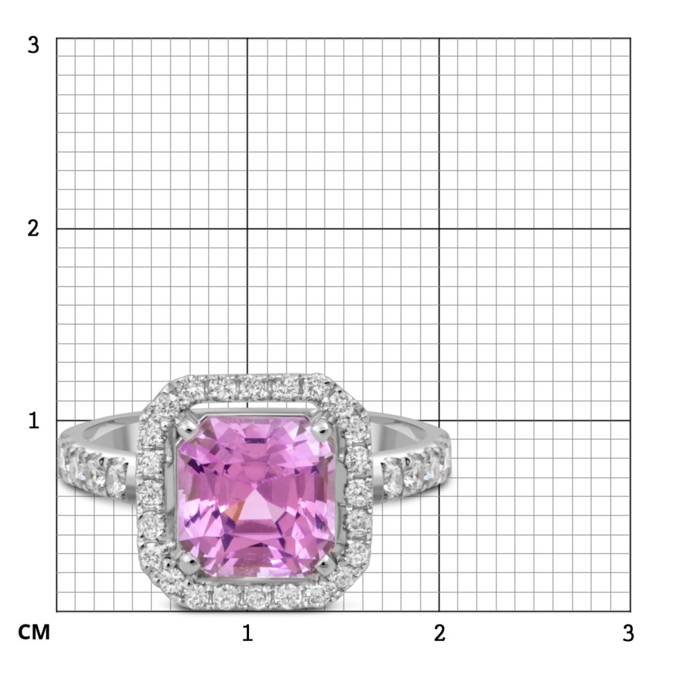 Кольцо из белого золота с бриллиантами и кунцитом (052568)