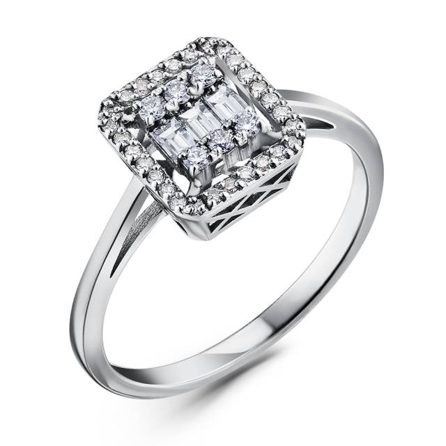 Кольцо из белого золота с бриллиантами (060900)