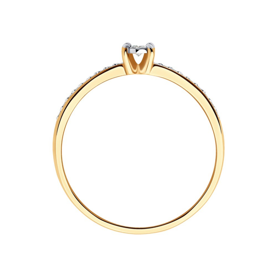 Помолвочное кольцо из красного золота с бриллиантами (046257)