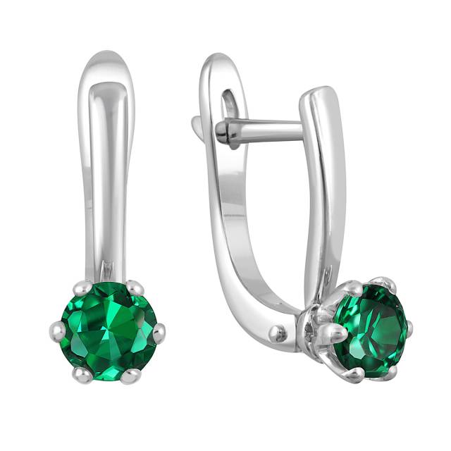 Серьги из белого золота с изумрудами (049317)