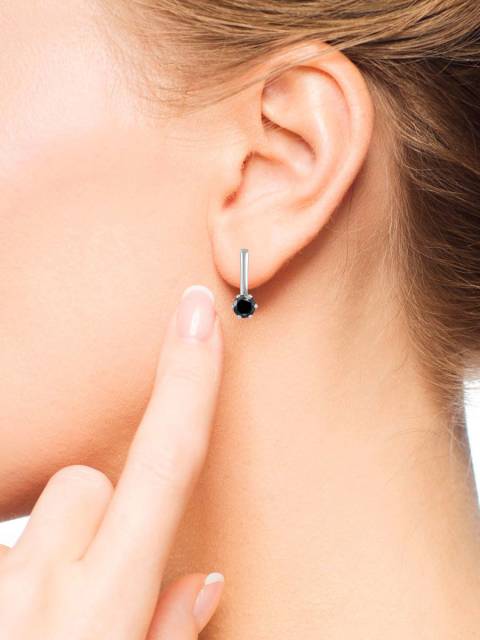 Серьги из белого золота с чёрными бриллиантами (049022)