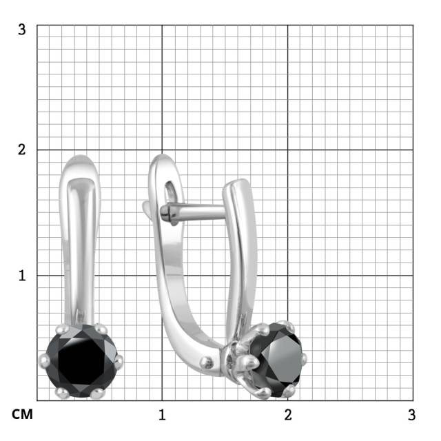 Серьги из белого золота с чёрными бриллиантами (049022)