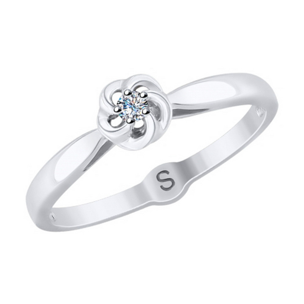 Помолвочное кольцо из белого золота с бриллиантом (040785)