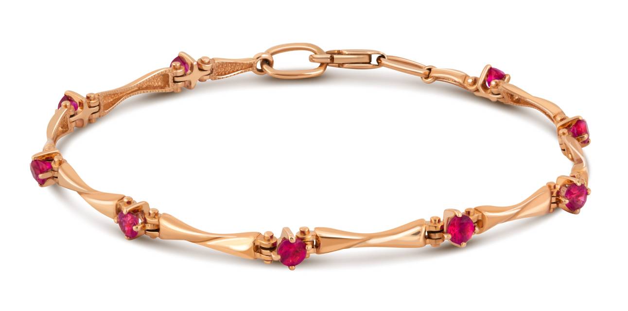 Браслет из красного золота с рубинами (032468)