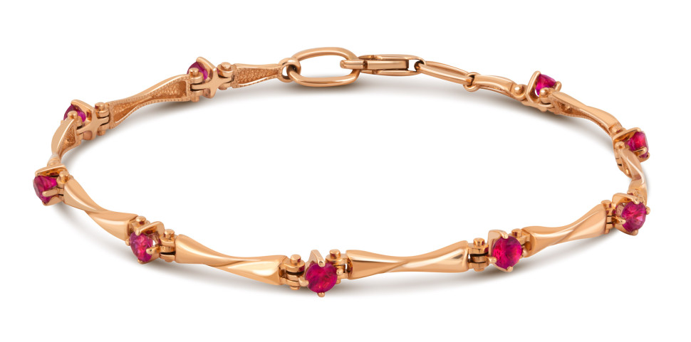 Браслет из красного золота с рубинами (032468)
