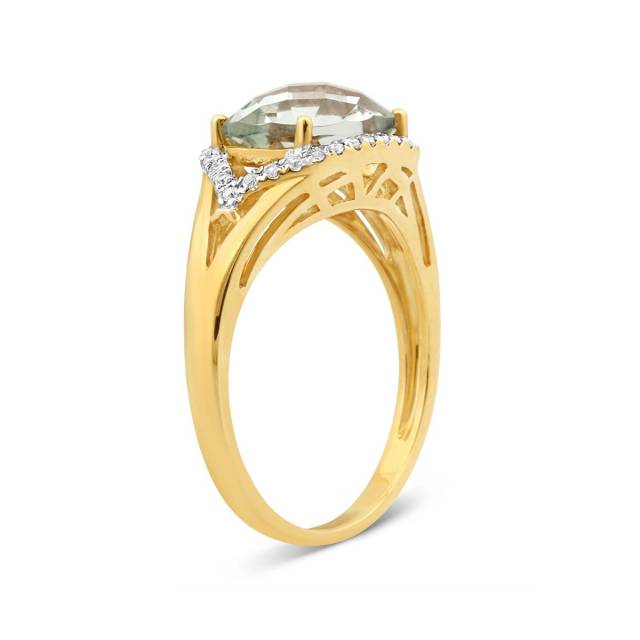 Кольцо из комбинированного золота с бриллиантами и аметистом (015232)