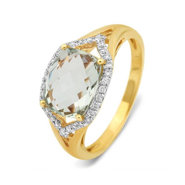 Кольцо из комбинированного золота с бриллиантами и аметистом (015232)