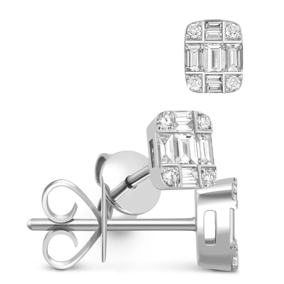Серьги пусеты из белого золота с бриллиантами (049067)