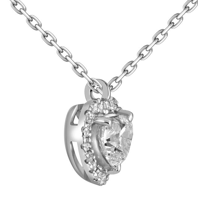 Колье из белого золота с бриллиантами "Сердце" (054384)