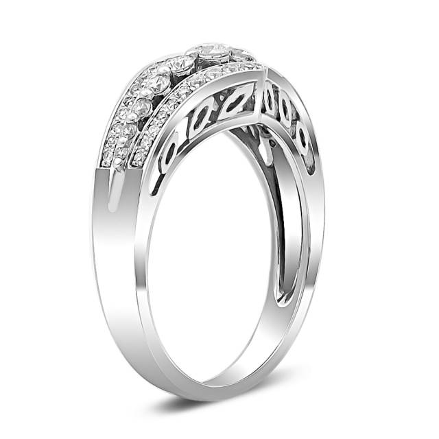 Кольцо из белого золота с бриллиантами (020008)