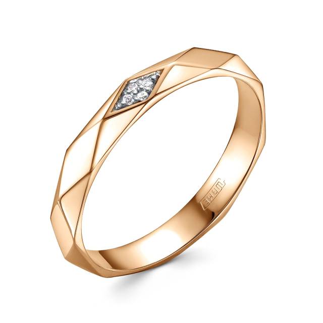 Обручальное кольцо из красного золота с бриллиантами (053775)