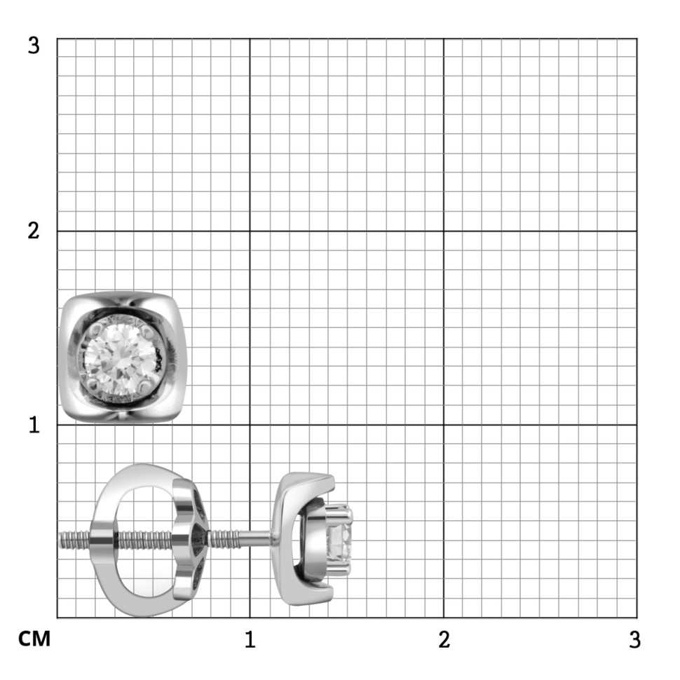 Серьги пусеты из платины с бриллиантами (027688)