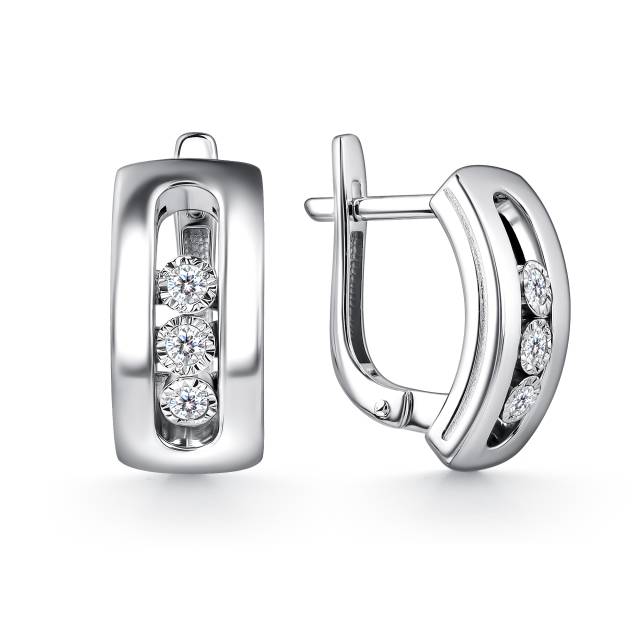 Серьги из белого золота с бриллиантами  (060381)