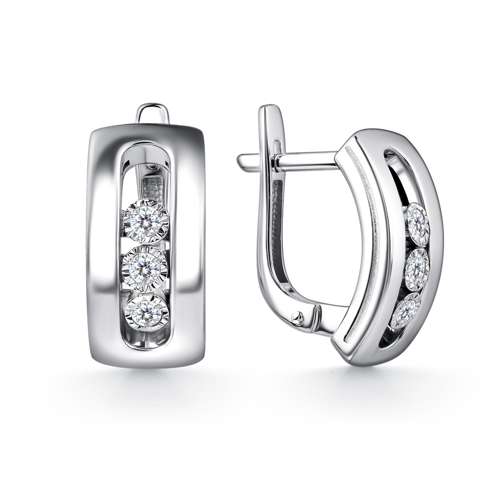 Серьги из белого золота с бриллиантами  (060381)