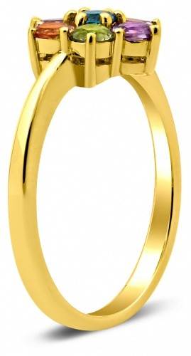 Кольцо из жёлтого золота с цветными полудрагоценными камнями