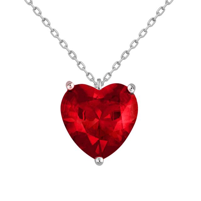 Колье из белого золота с рубином "Сердце" (060561)