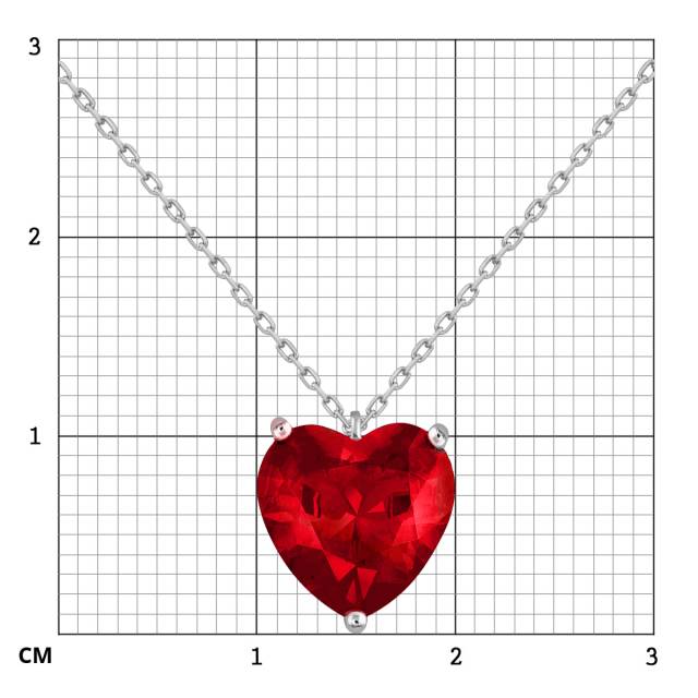 Колье из белого золота с рубином "Сердце" (060561)