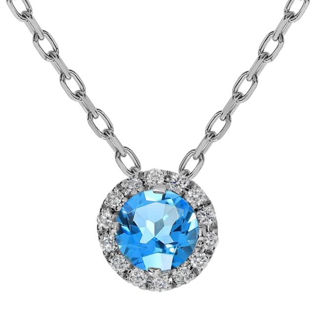 Колье из белого золота с бриллиантами и топазом (054088)