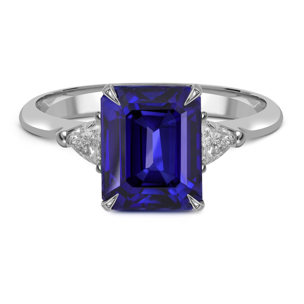 Кольцо из белого золота с бриллиантами и танзанитом (061560)