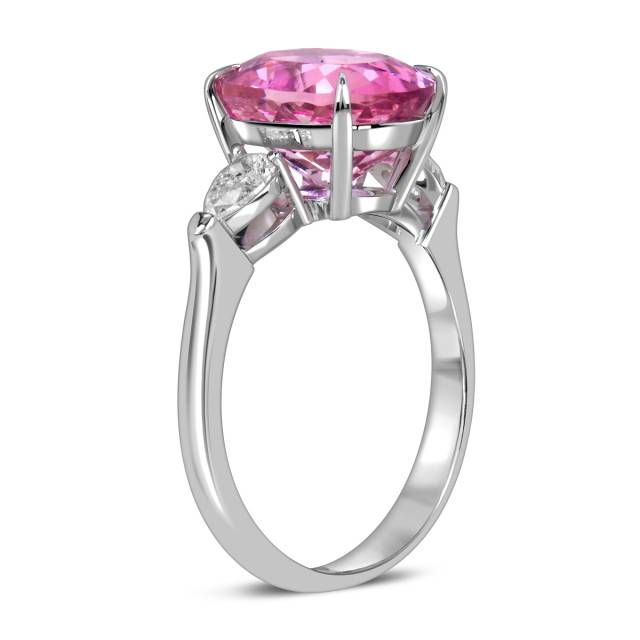 Кольцо из белого золота с бриллиантами и розовым турмалином (060303)