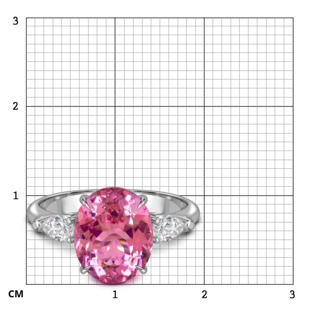 Кольцо из белого золота с бриллиантами и розовым турмалином (060303)