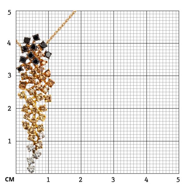 Колье из красного золота с цветными бриллиантами (054292)
