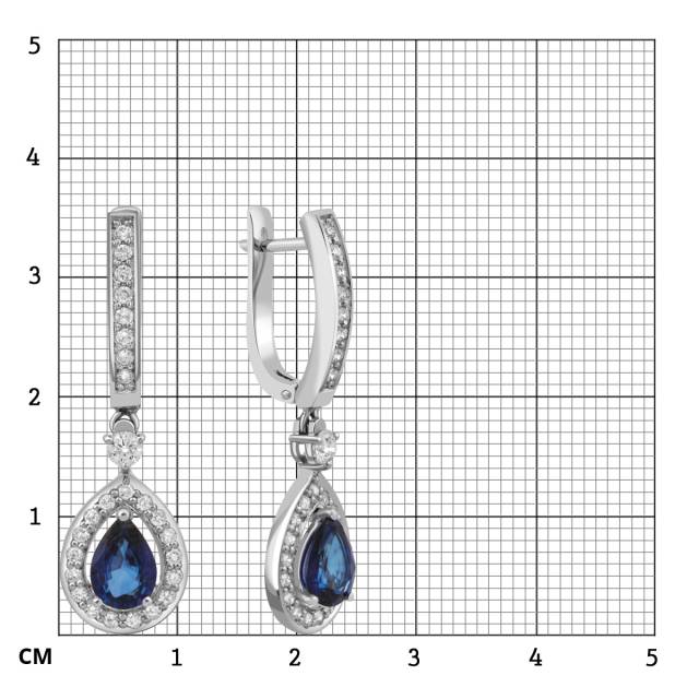 Серьги из белого золота с бриллиантами и сапфирами (040498)