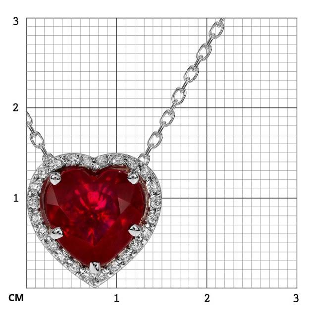 Колье из белого золота с бриллиантами и рубином "Сердце" (063672)