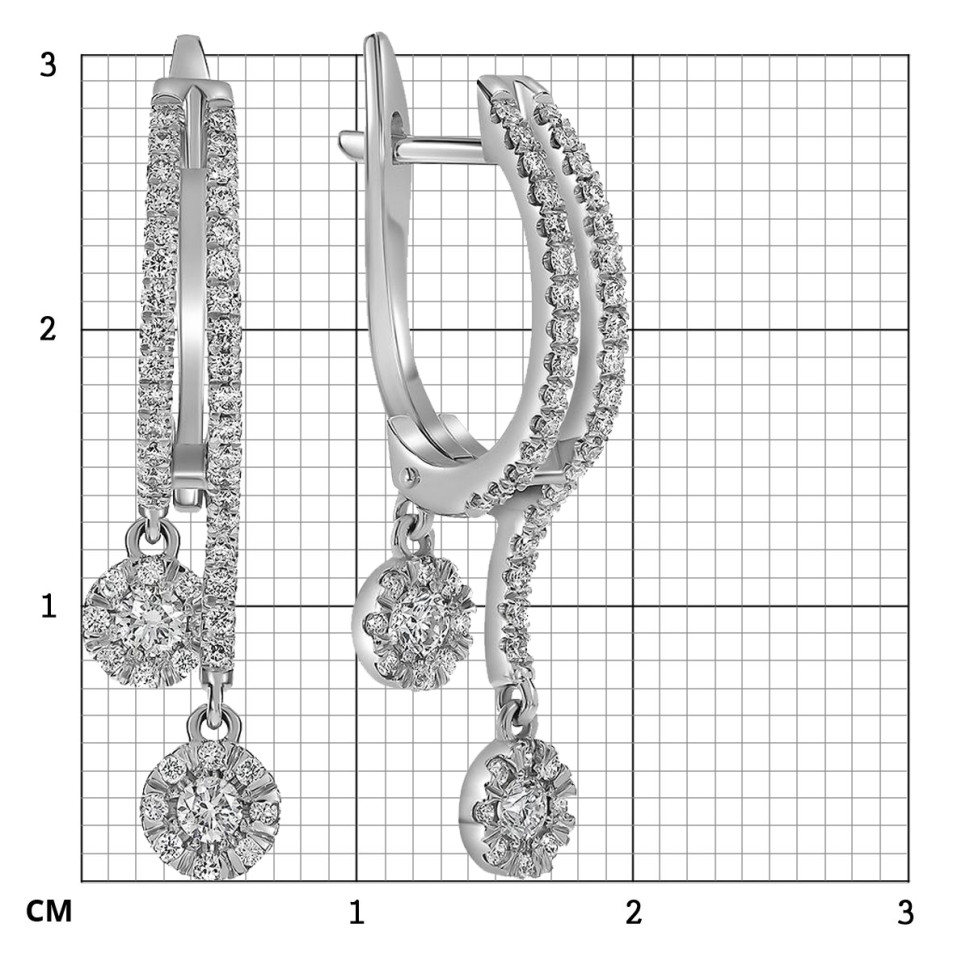 Серьги из белого золота с бриллиантами (063743)