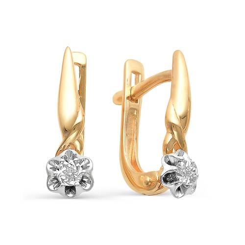 Серьги из красного золота с бриллиантами (032496)