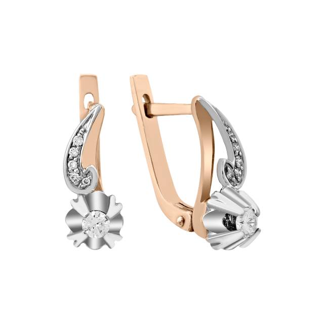 Серьги из комбинированного золота с бриллиантами (020461)