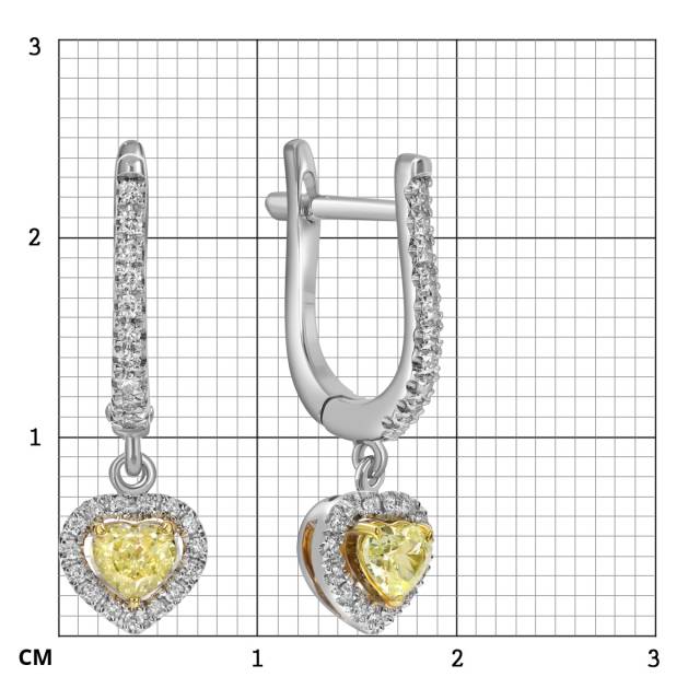 Серьги из белого золота с бриллиантами "Сердце" (059693)