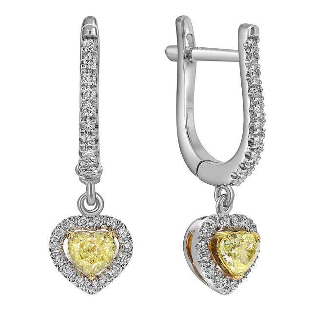 Серьги из белого золота с бриллиантами "Сердце" (059693)