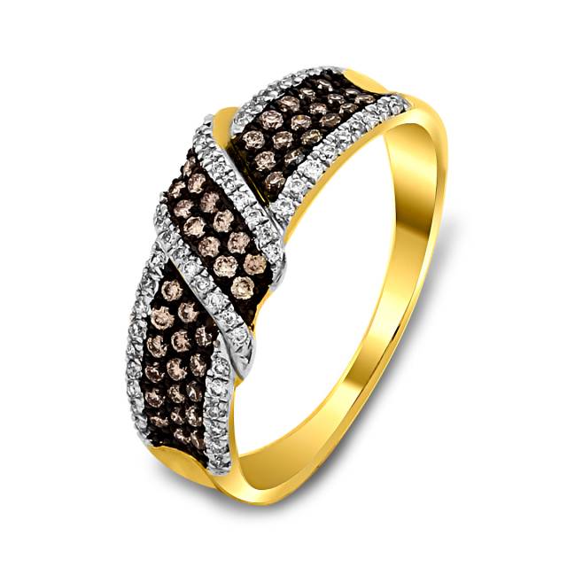 Кольцо из жёлтого золота с бриллиантами (025308)