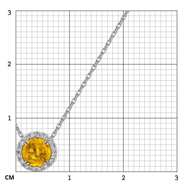 Колье из белого золота с бриллиантами и цитрином (054114)