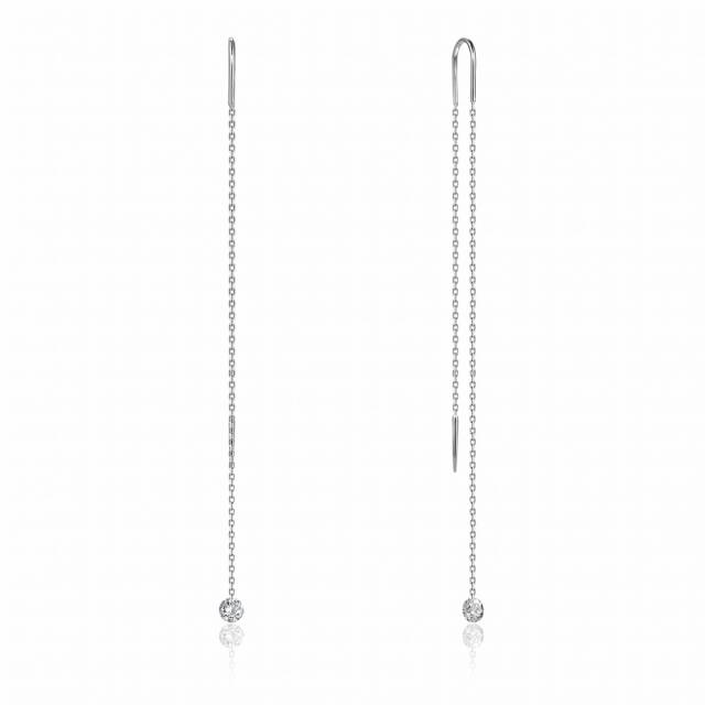 Серьги протяжки из белого золота с бриллиантами (047671)
