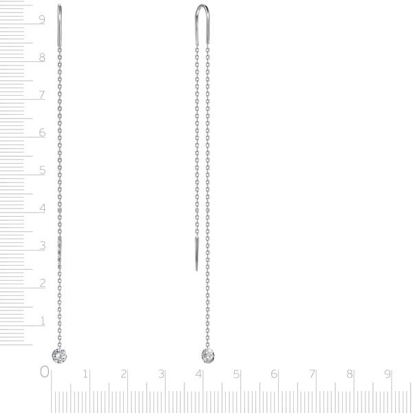 Серьги протяжки из белого золота с бриллиантами (047671)