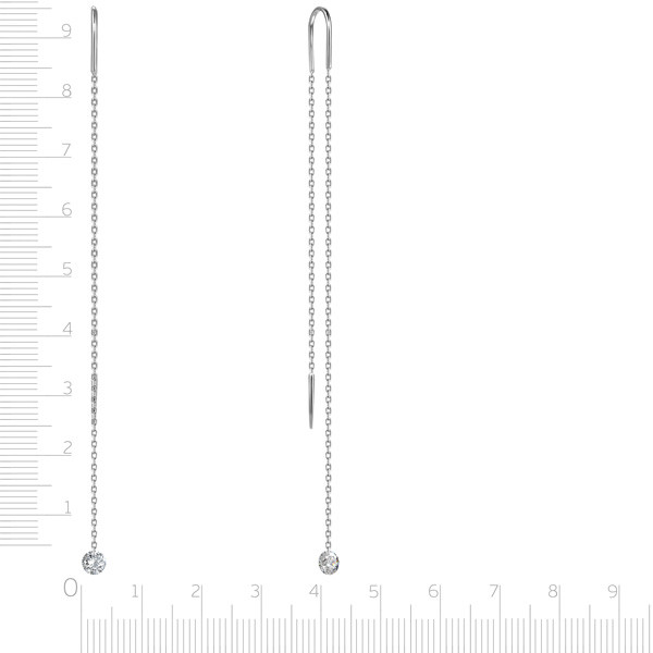 Серьги протяжки из белого золота с бриллиантами (047671)