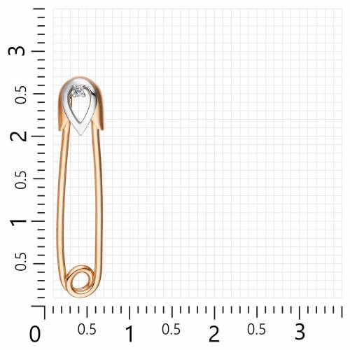Брошь булавка из комбинированного золота с бриллиантом