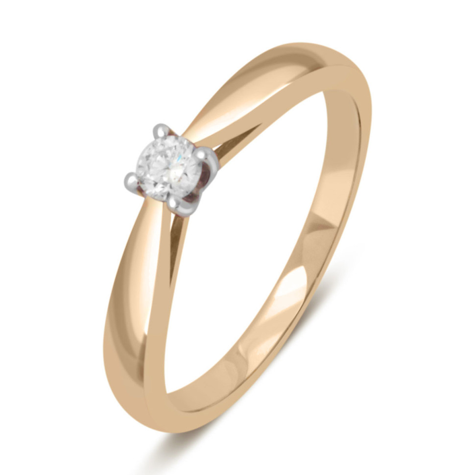 Помолвочное кольцо из красного золота с бриллиантом (032054)