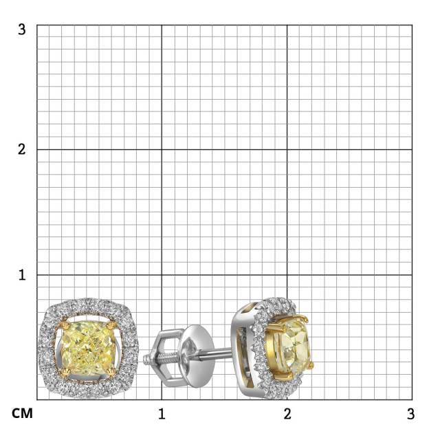 Серьги пусеты из белого золота с бриллиантами (062901)
