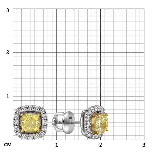 Серьги пусеты из белого золота с бриллиантами (062901)