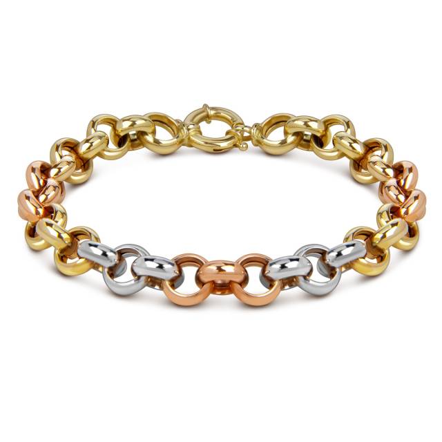 Браслет из комбинированного золота, плетение "Ролло" (057815)