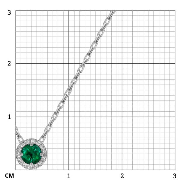 Колье из белого золота с бриллиантами и изумрудом (059220)