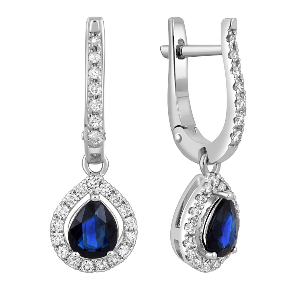 Серьги из белого золота с бриллиантами и сапфирами (049501)