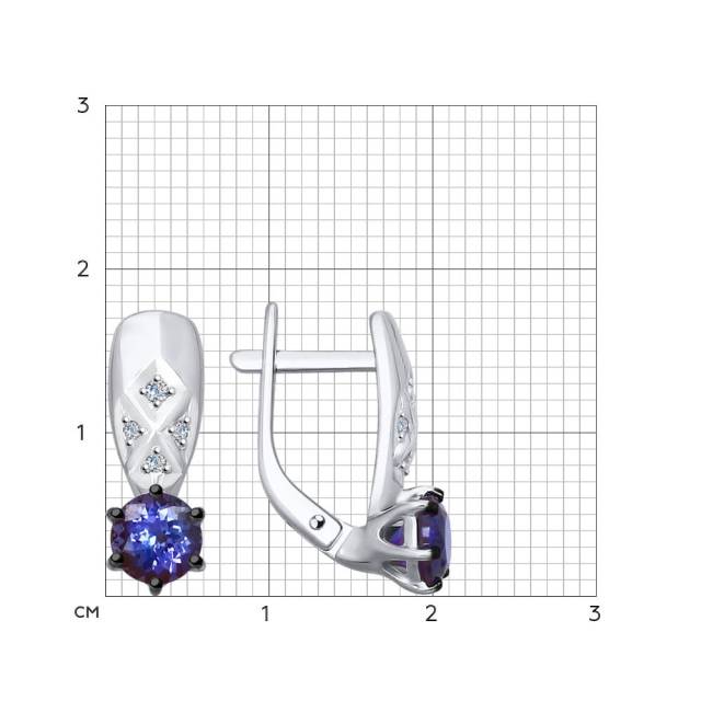 Серьги из белого золота с бриллиантами и танзанитами (042349)