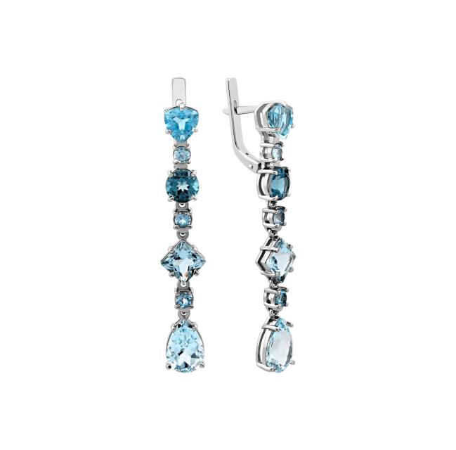 Серьги из белого золота с топазами (028054)