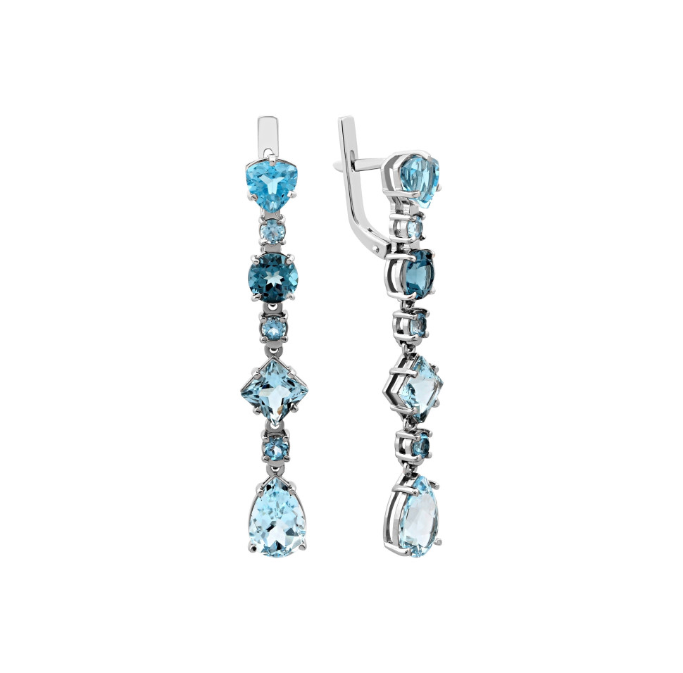 Серьги из белого золота с топазами (028054)
