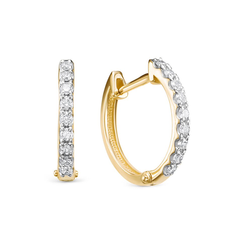 Серьги конго из жёлтого золота с бриллиантами (054753)