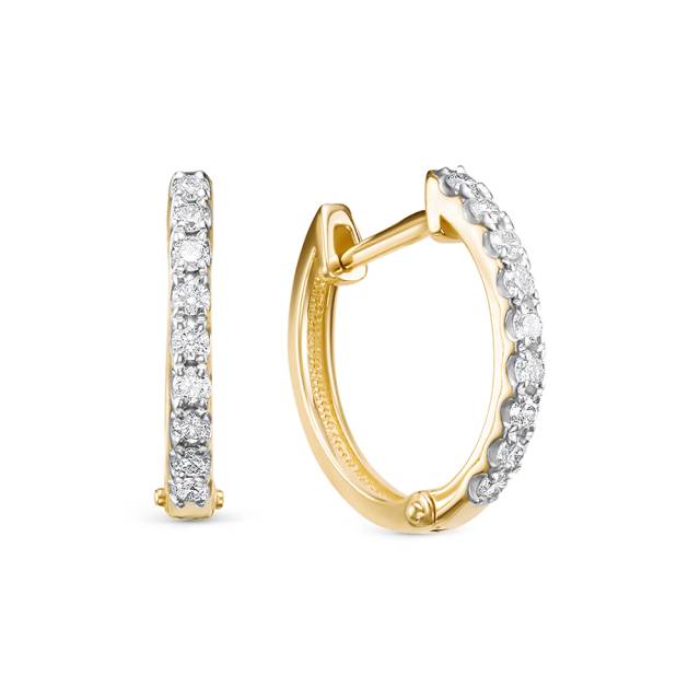 Серьги конго из жёлтого золота с бриллиантами (054753)